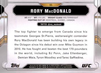 2015 Topps UFC Chronicles #95 Rory MacDonald Back