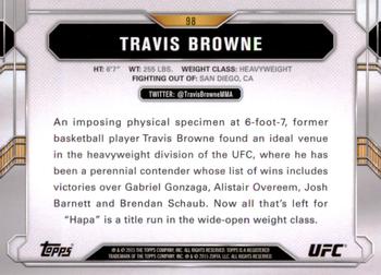 2015 Topps UFC Chronicles #98 Travis Browne Back