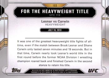 2015 Topps UFC Chronicles #103 Lesnar vs Carwin Back