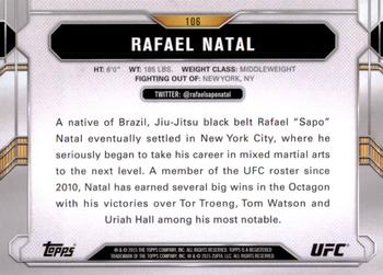 2015 Topps UFC Chronicles #106 Rafael Natal Back