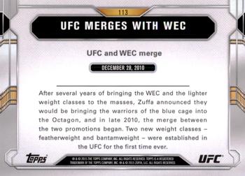 2015 Topps UFC Chronicles #113 UFC and WEC merge Back
