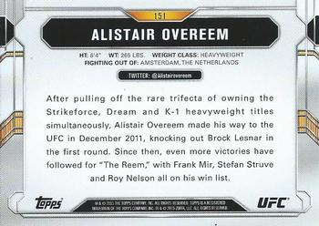 2015 Topps UFC Chronicles #151 Alistair Overeem Back