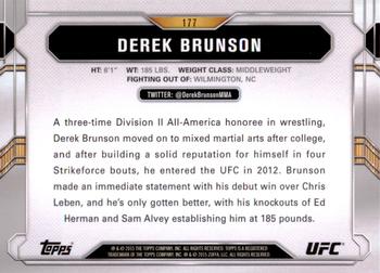 2015 Topps UFC Chronicles #177 Derek Brunson Back
