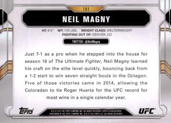 2015 Topps UFC Chronicles #181 Neil Magny Back