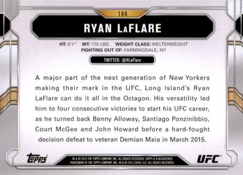 2015 Topps UFC Chronicles #184 Ryan LaFlare Back
