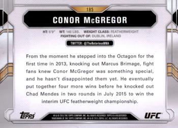 2015 Topps UFC Chronicles #185 Conor McGregor Back