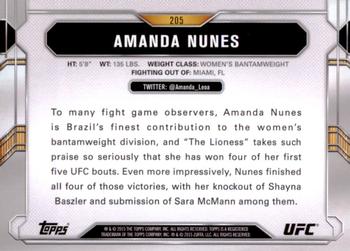 2015 Topps UFC Chronicles #205 Amanda Nunes Back