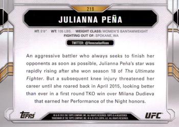 2015 Topps UFC Chronicles #219 Julianna Peña Back