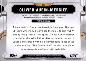 2015 Topps UFC Chronicles #232 Olivier Aubin-Mercier Back