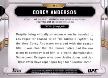 2015 Topps UFC Chronicles #241 Corey Anderson Back