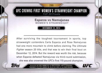 2015 Topps UFC Chronicles #266 Esparza vs Namajunas Back