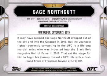 2015 Topps UFC Chronicles #274 Sage Northcutt Back