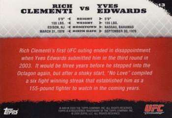2009 Topps UFC Round 1 - Gold #13 Rich Clementi / Yves Edwards Back