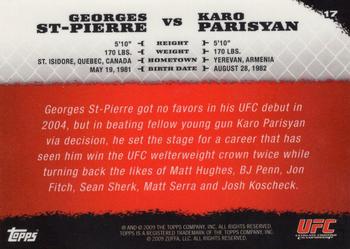 2009 Topps UFC Round 1 - Gold #17 Georges St-Pierre / Karo Parisyan Back