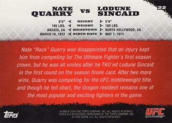 2009 Topps UFC Round 1 - Gold #22 Nate Quarry / Lodune Sincaid Back