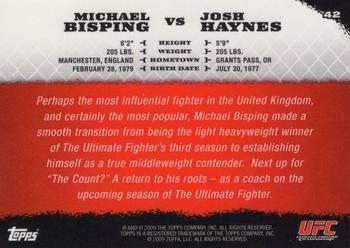 2009 Topps UFC Round 1 - Gold #42 Michael Bisping / Josh Haynes Back