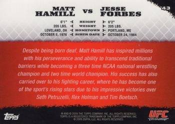 2009 Topps UFC Round 1 - Gold #43 Matt Hamill / Jesse Forbes Back