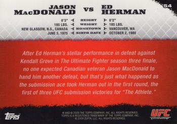 2009 Topps UFC Round 1 - Gold #54 Jason MacDonald / Ed Herman Back