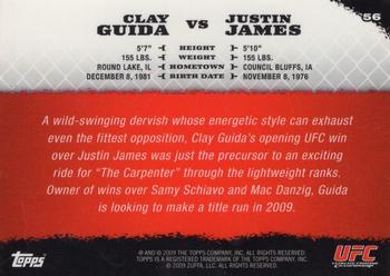 2009 Topps UFC Round 1 - Gold #56 Clay Guida / Justin James Back