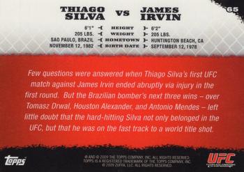 2009 Topps UFC Round 1 - Gold #65 Thiago Silva / James Irvin Back