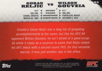 2009 Topps UFC Round 1 - Gold #83 Goran Reljic / Wilson Gouveia Back