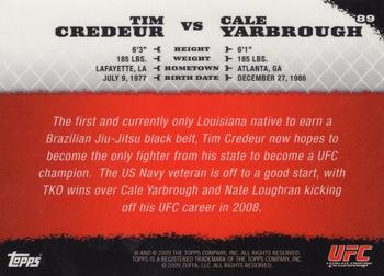 2009 Topps UFC Round 1 - Gold #89 Tim Credeur / Cale Yarbrough Back