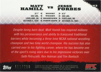 2009 Topps UFC Round 1 - Silver #43 Matt Hamill / Jesse Forbes Back