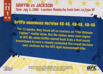 2009 Topps UFC Round 1 - Top 10 Fights of 2008 #TT1 Forrest Griffin / Quinton Jackson Back