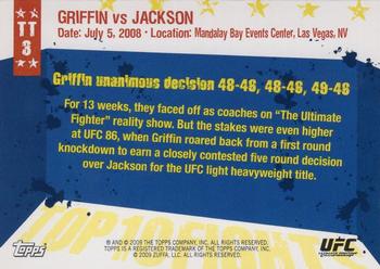 2009 Topps UFC Round 1 - Top 10 Fights of 2008 #TT3 Forrest Griffin / Quinton Jackson Back