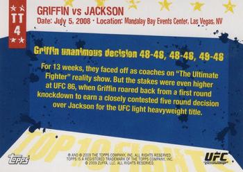 2009 Topps UFC Round 1 - Top 10 Fights of 2008 #TT4 Forrest Griffin / Quinton Jackson Back