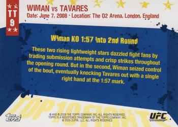 2009 Topps UFC Round 1 - Top 10 Fights of 2008 #TT9 Matt Wiman / Thiago Tavares Back