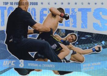 2009 Topps UFC Round 1 - Top 10 Fights of 2008 #TT12 Matt Wiman / Thiago Tavares Front