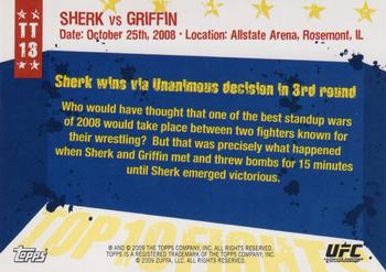 2009 Topps UFC Round 1 - Top 10 Fights of 2008 #TT13 Sean Sherk / Tyson Griffin Back