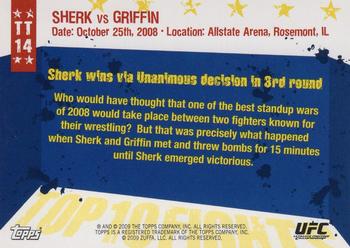 2009 Topps UFC Round 1 - Top 10 Fights of 2008 #TT14 Sean Sherk / Tyson Griffin Back