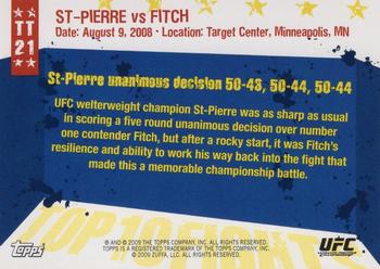 2009 Topps UFC Round 1 - Top 10 Fights of 2008 #TT21 Georges St-Pierre / Jon Fitch Back