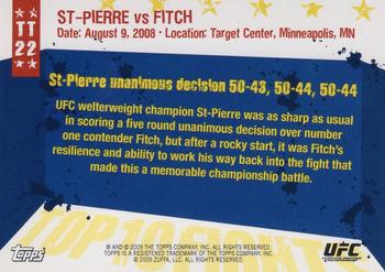 2009 Topps UFC Round 1 - Top 10 Fights of 2008 #TT22 Georges St-Pierre / Jon Fitch Back