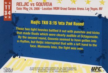 2009 Topps UFC Round 1 - Top 10 Fights of 2008 #TT34 Goran Reljic / Wilson Gouveia Back