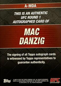 2009 Topps UFC Round 1 - Autographs #AMDA Mac Danzig Back