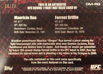 2009 Topps UFC Round 1 - Debut Mat Relics #DM-RG Mauricio Rua / Forrest Griffin Back