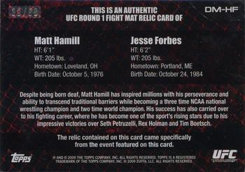 2009 Topps UFC Round 1 - Debut Mat Relics Gold #DMHF Matt Hamill / Jesse Forbes Back