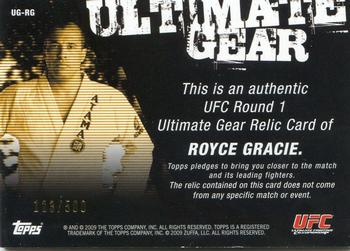 2009 Topps UFC Round 1 - Ultimate Gear #UG-RG Royce Gracie Back