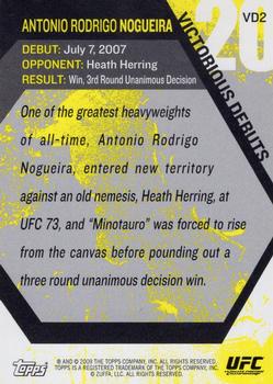 2009 Topps UFC Round 1 - Victorious Debut #VD2 Antonio Rodrigo Nogueira Back