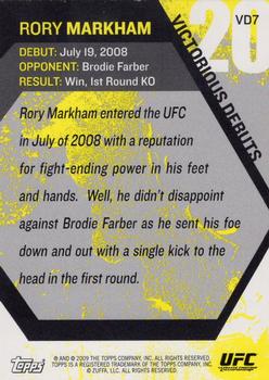 2009 Topps UFC Round 1 - Victorious Debut #VD7 Rory Markham Back