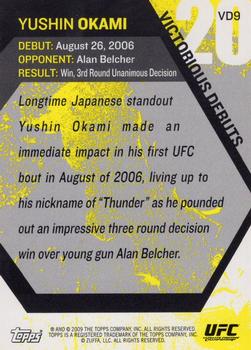 2009 Topps UFC Round 1 - Victorious Debut #VD9 Yushin Okami Back