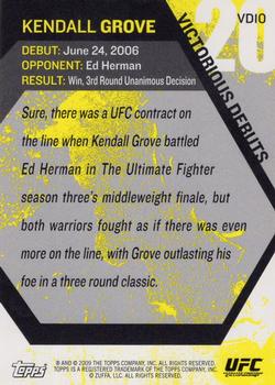 2009 Topps UFC Round 1 - Victorious Debut #VD10 Kendall Grove Back