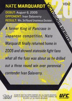 2009 Topps UFC Round 1 - Victorious Debut #VD12 Nate Marquardt Back