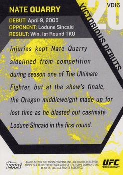 2009 Topps UFC Round 1 - Victorious Debut #VD16 Nate Quarry Back