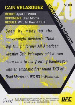 2009 Topps UFC Round 1 - Victorious Debut #VD18 Cain Velasquez Back