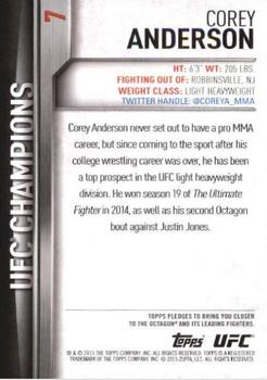 2015 Topps UFC Champions - Black #7 Corey Anderson Back