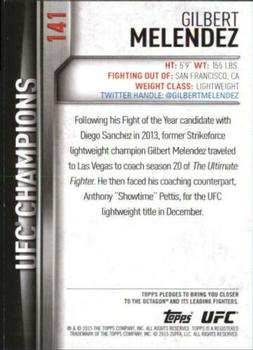 2015 Topps UFC Champions - Blue #141 Gilbert Melendez Back